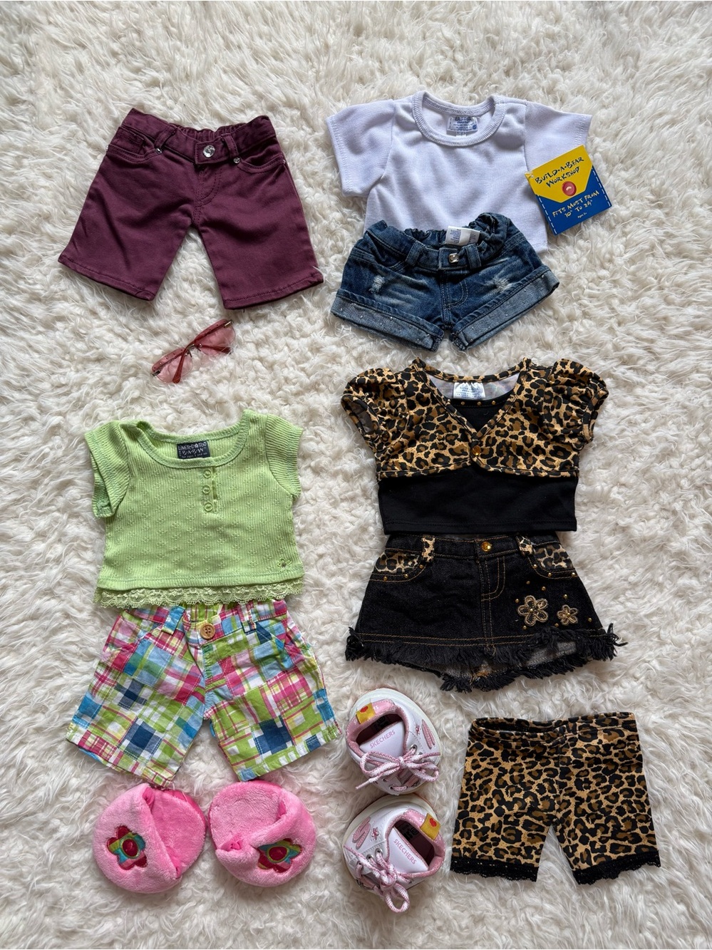 Build-A-Bear Bundle with Leopard Print & Pastel Pieces & Sketchers Tennis Shoes